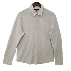 Vince Pique Button Down Shirt Mens Size M Beige NWT